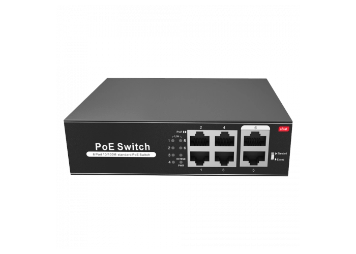 4-kanaals PoE switch main product photo